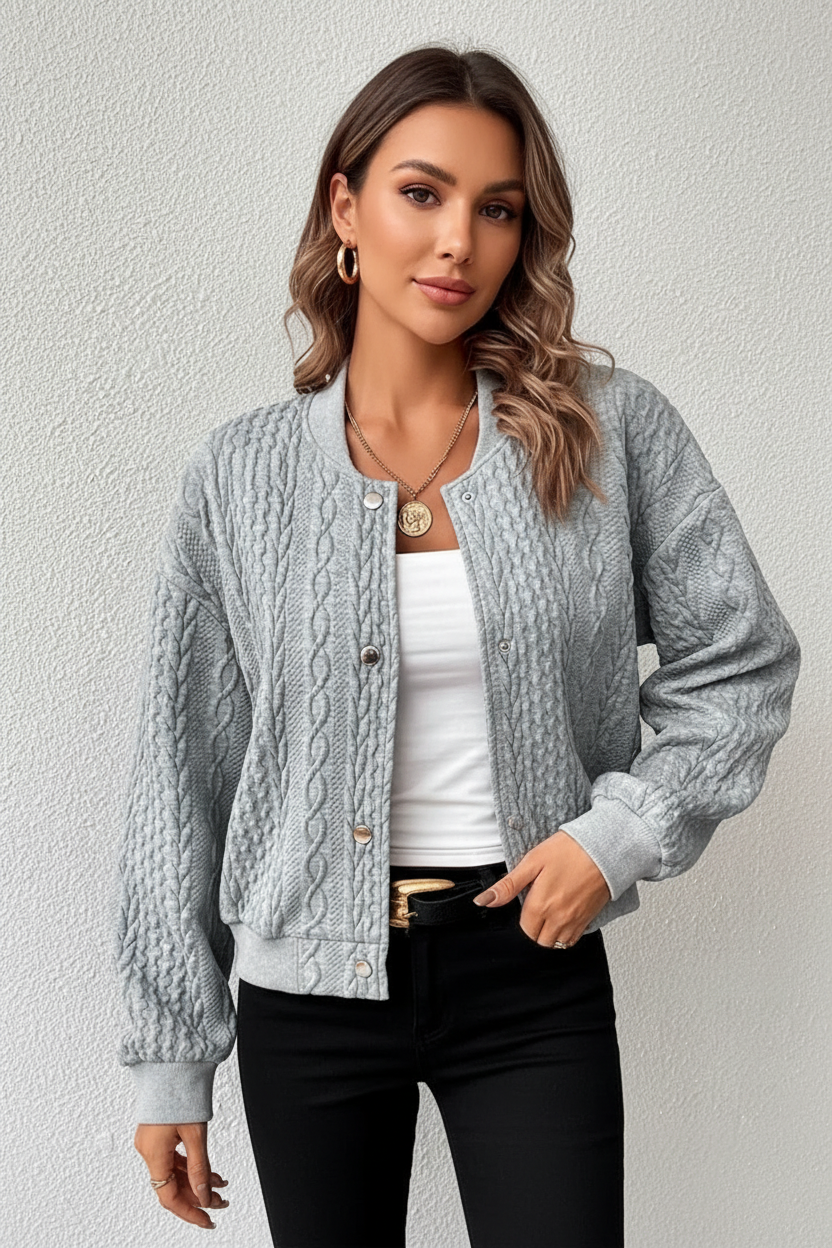 Grey quilted jacket with different model