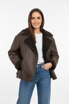 Model casual - Bruine leren jas