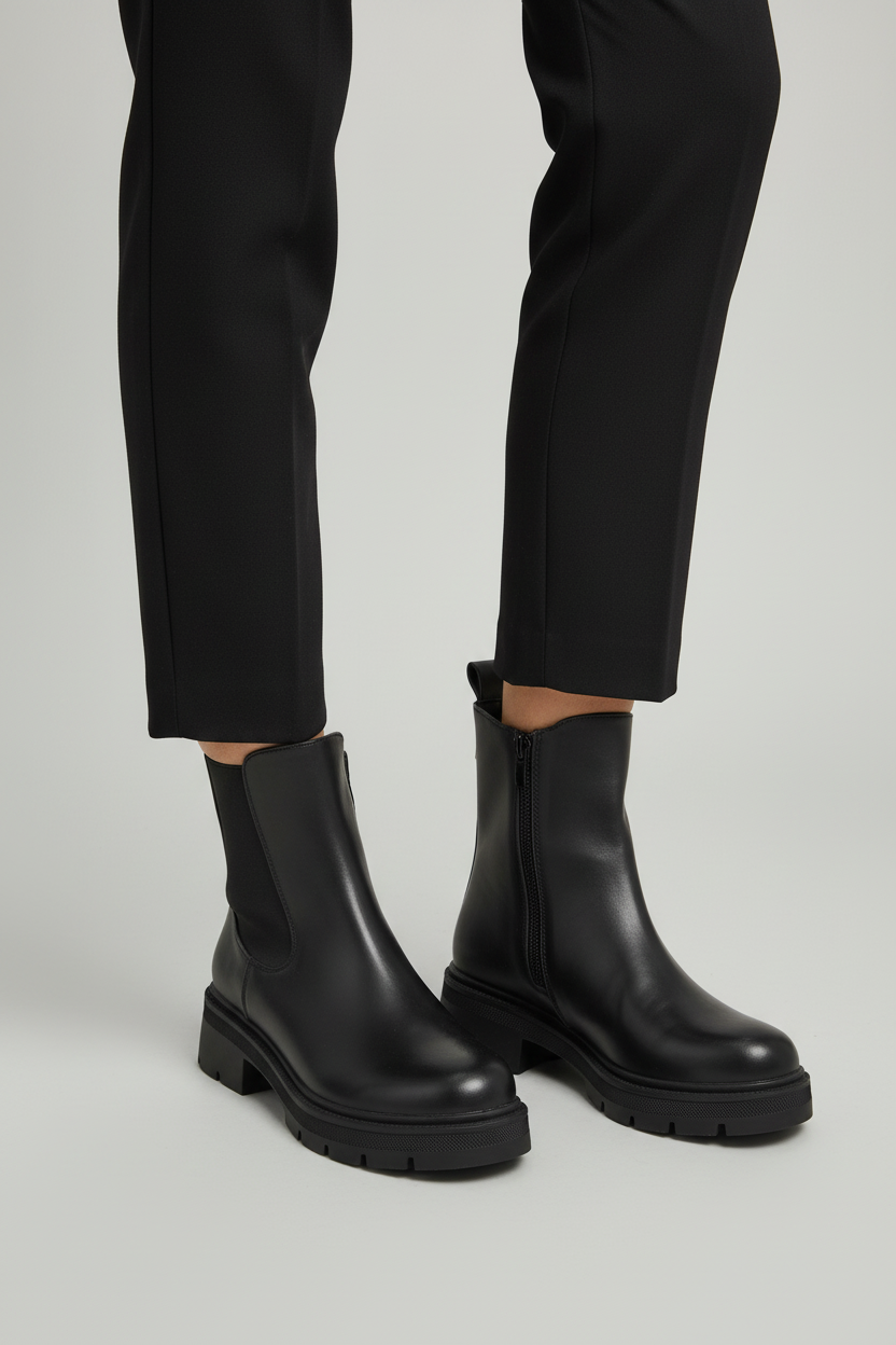 8806 Black PU Boots gedragen door model