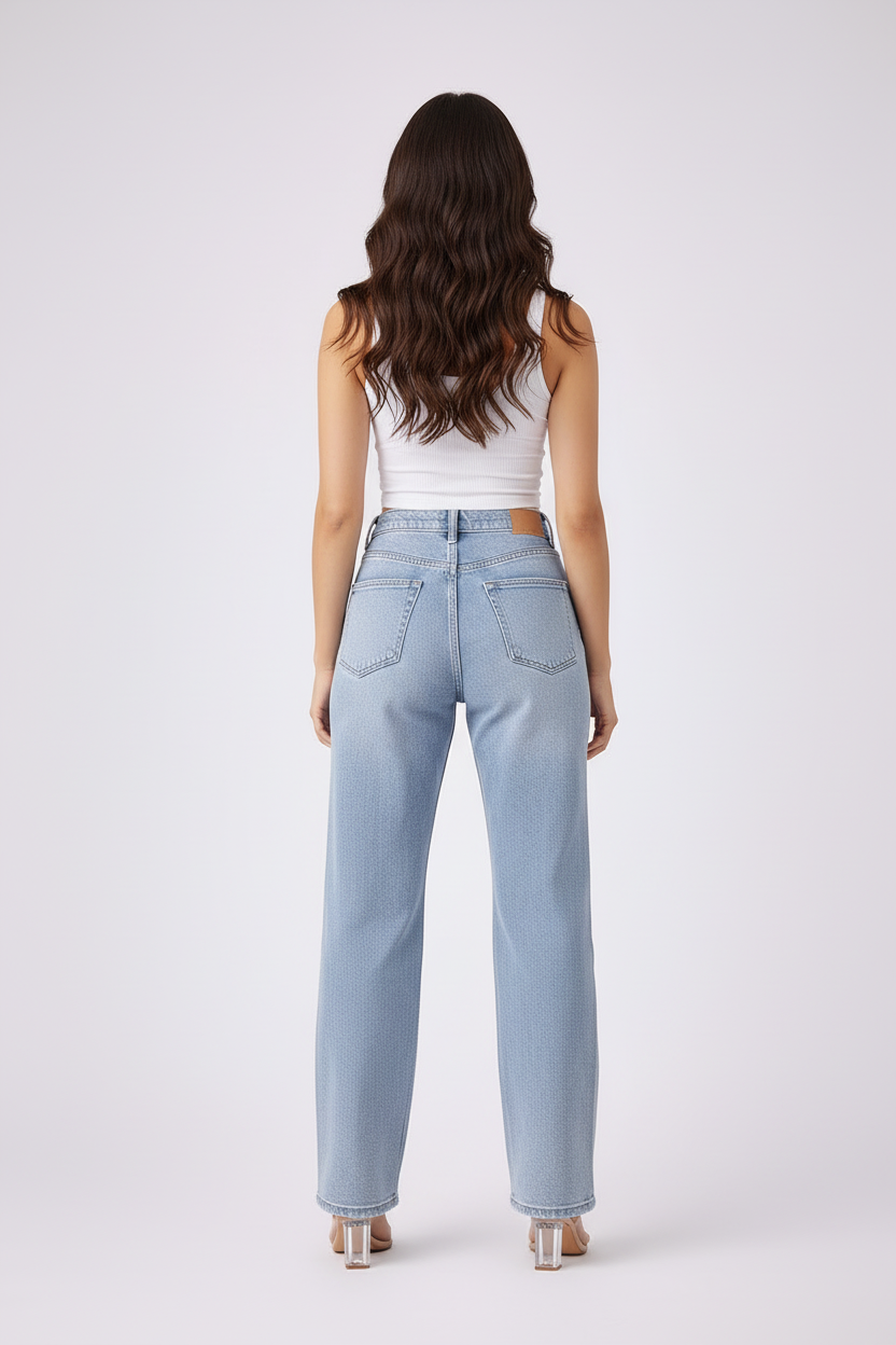 Lichtblauwe jeans achterkant