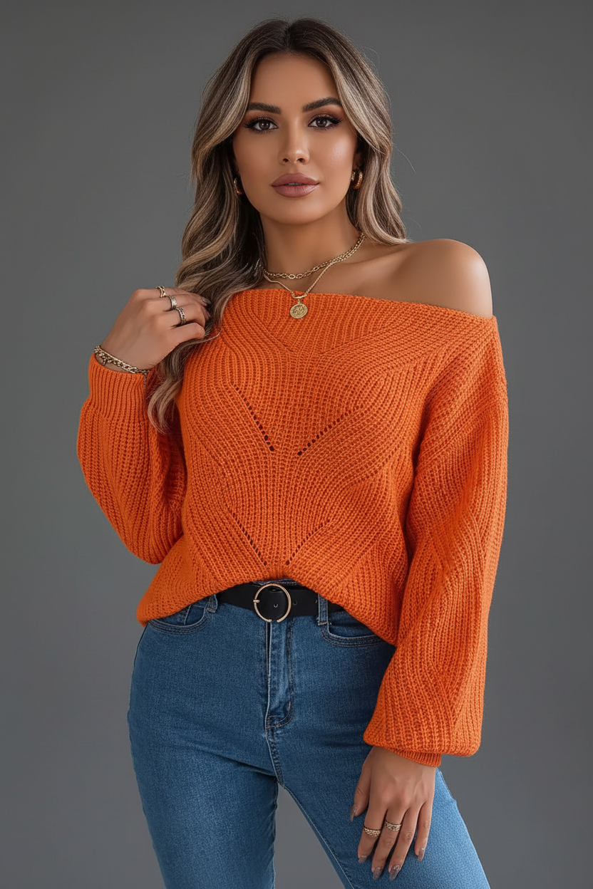 Oranje trui met model - frontaal