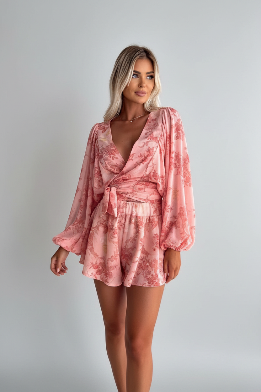 Pink floral jumpsuit product photo