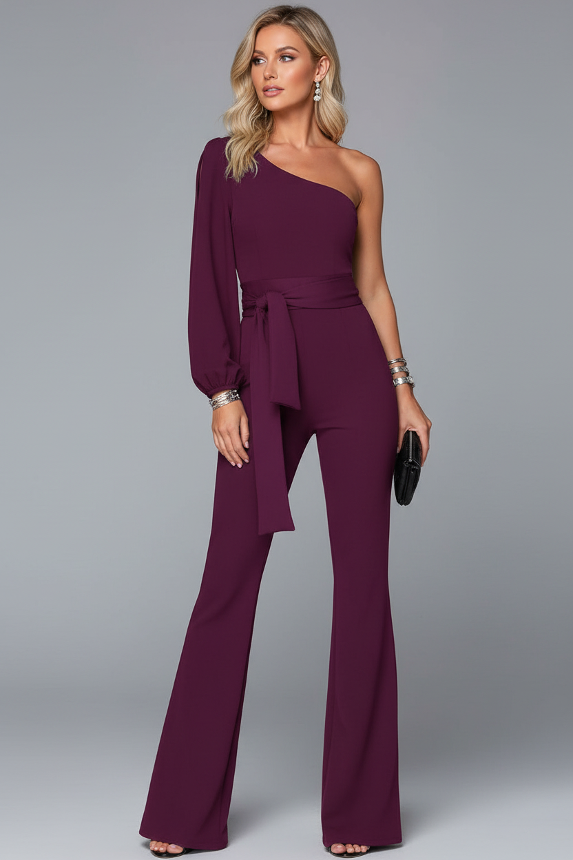 Purple jumpsuit different model and pose