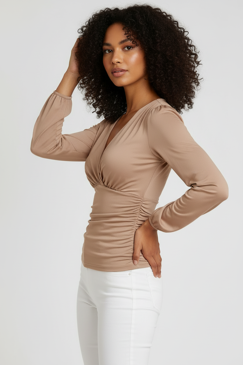 Same model beige blouse side