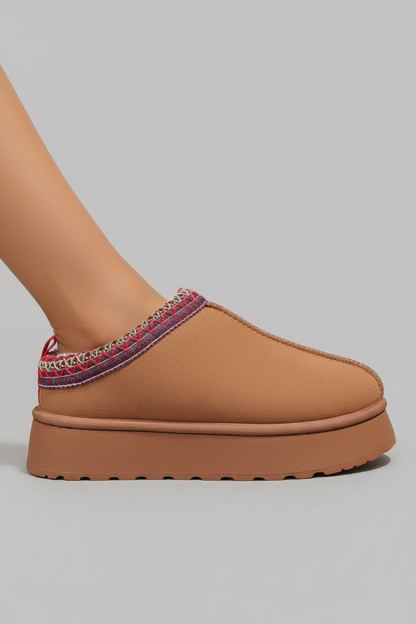 Tan brown platform shoes close-up side