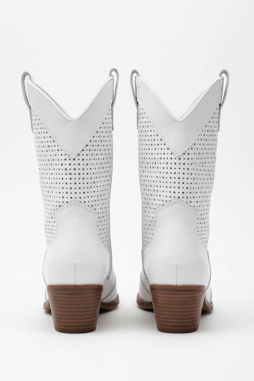 Witte cowboy enkellaarzen achterkant