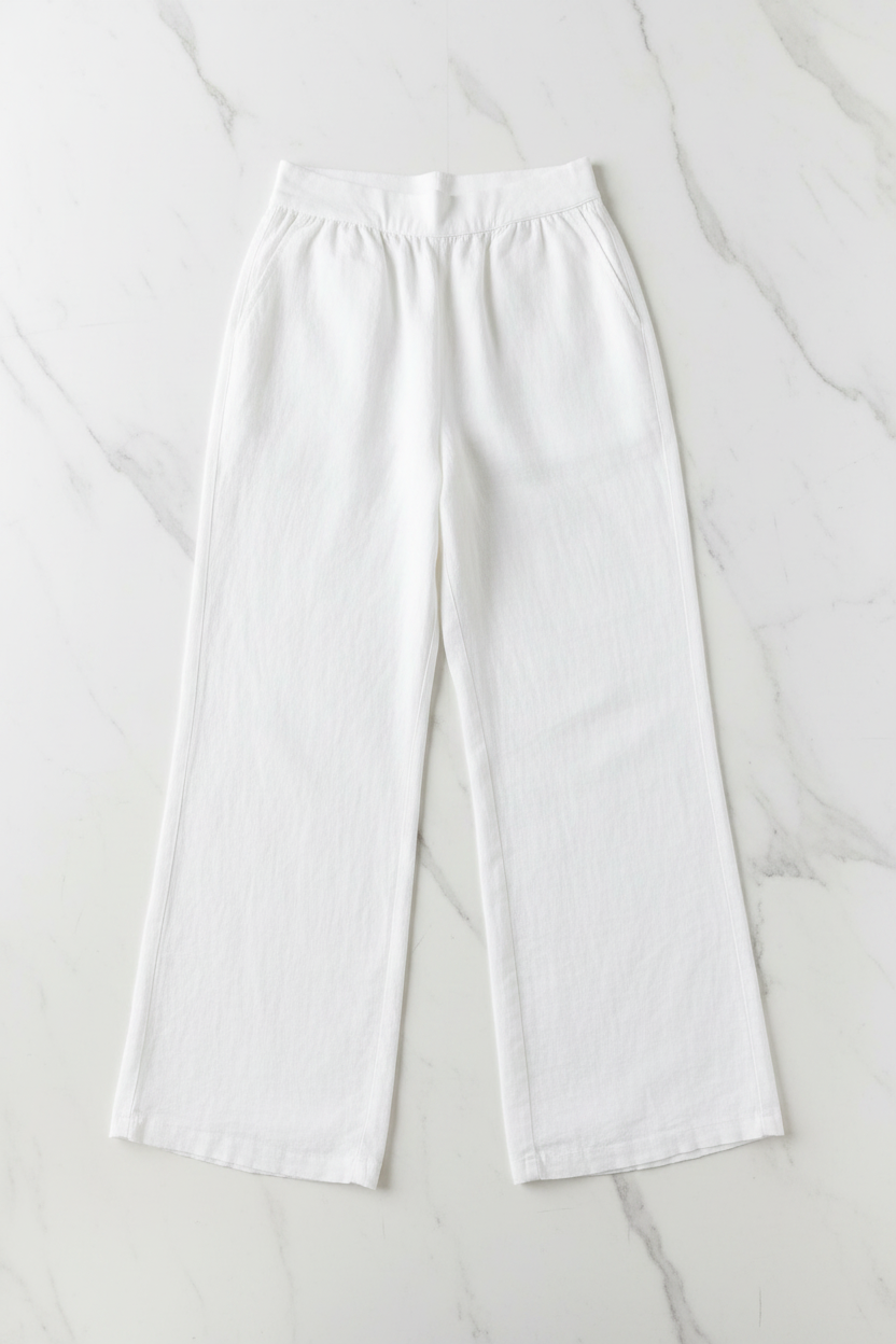 Witte linnen broek – flat lay