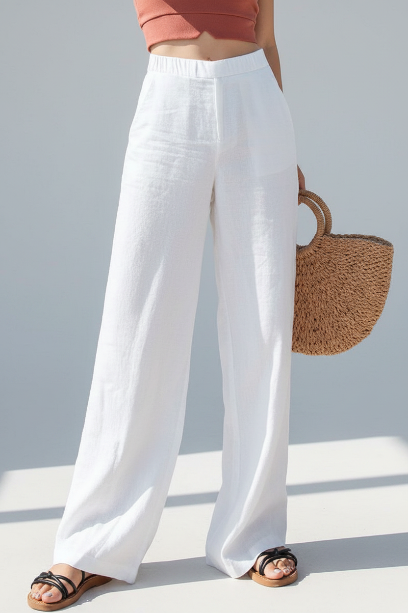 Witte linnen broek – modelshot