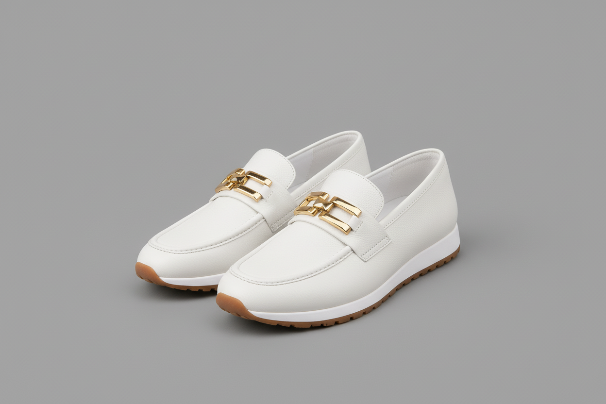 Witte loafers - driekwart hoek