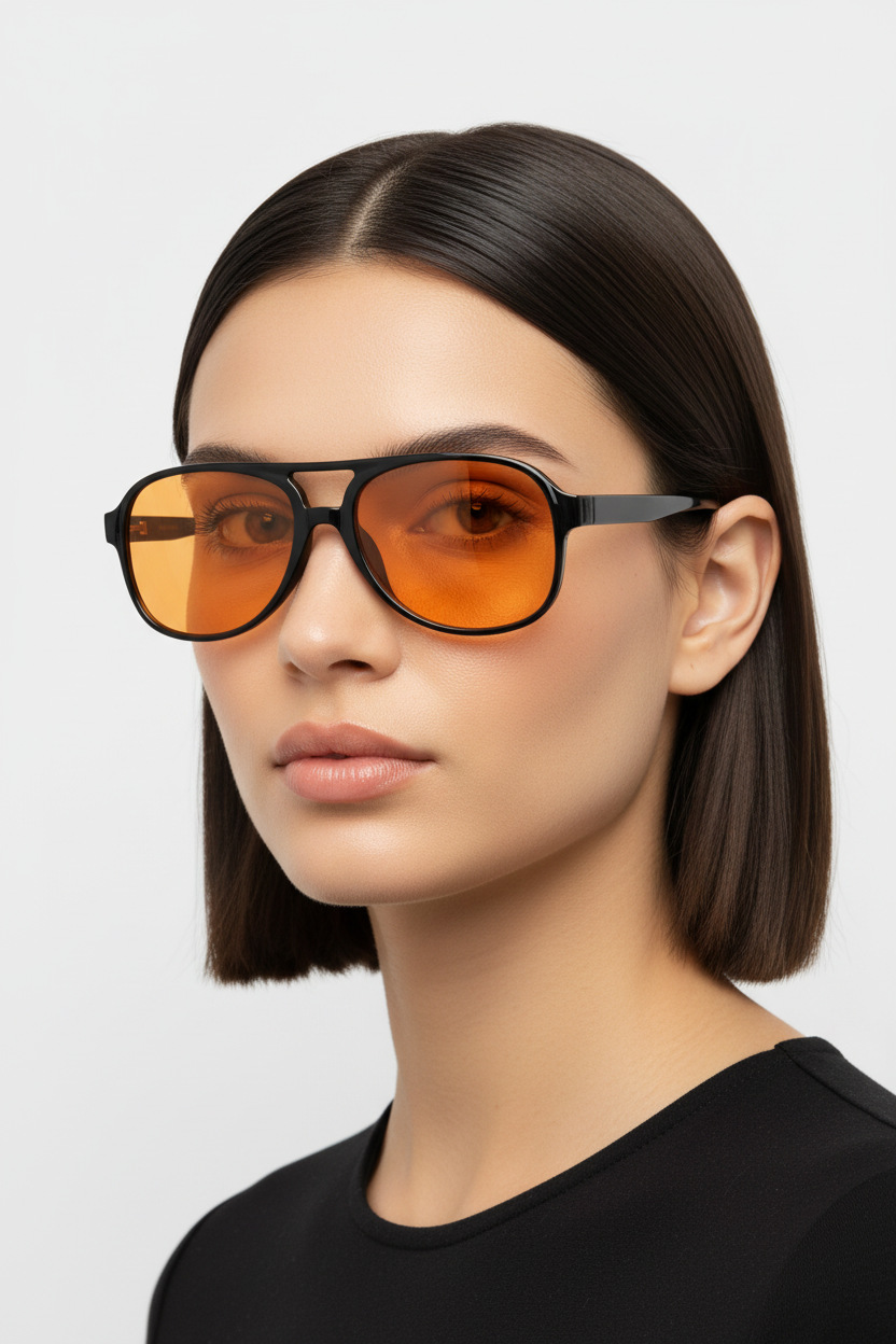 Zwarte aviator zonnebril close-up frontaal