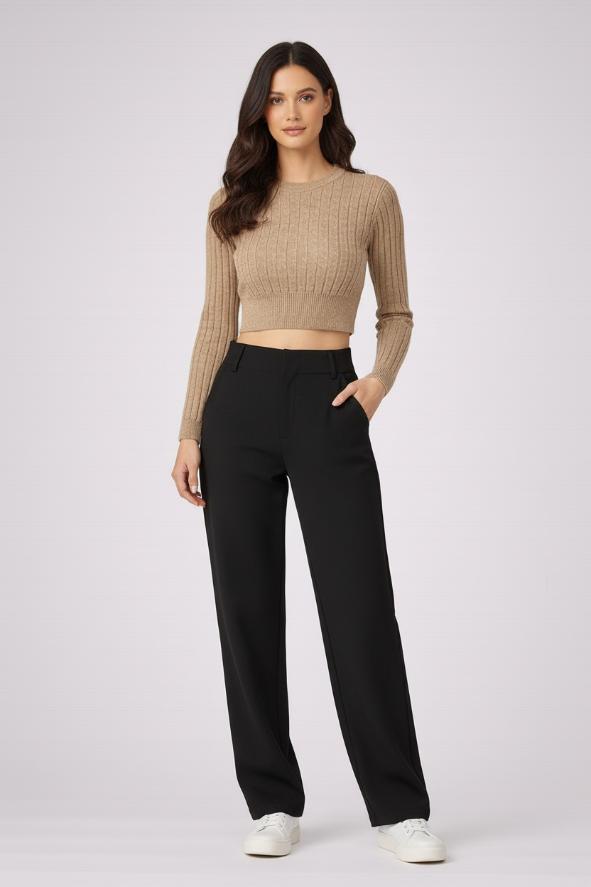 Zwarte broek frontaal grijs