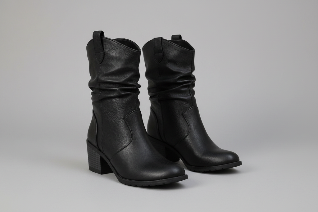 Zwarte enkellaarsjes - driekwart hoek