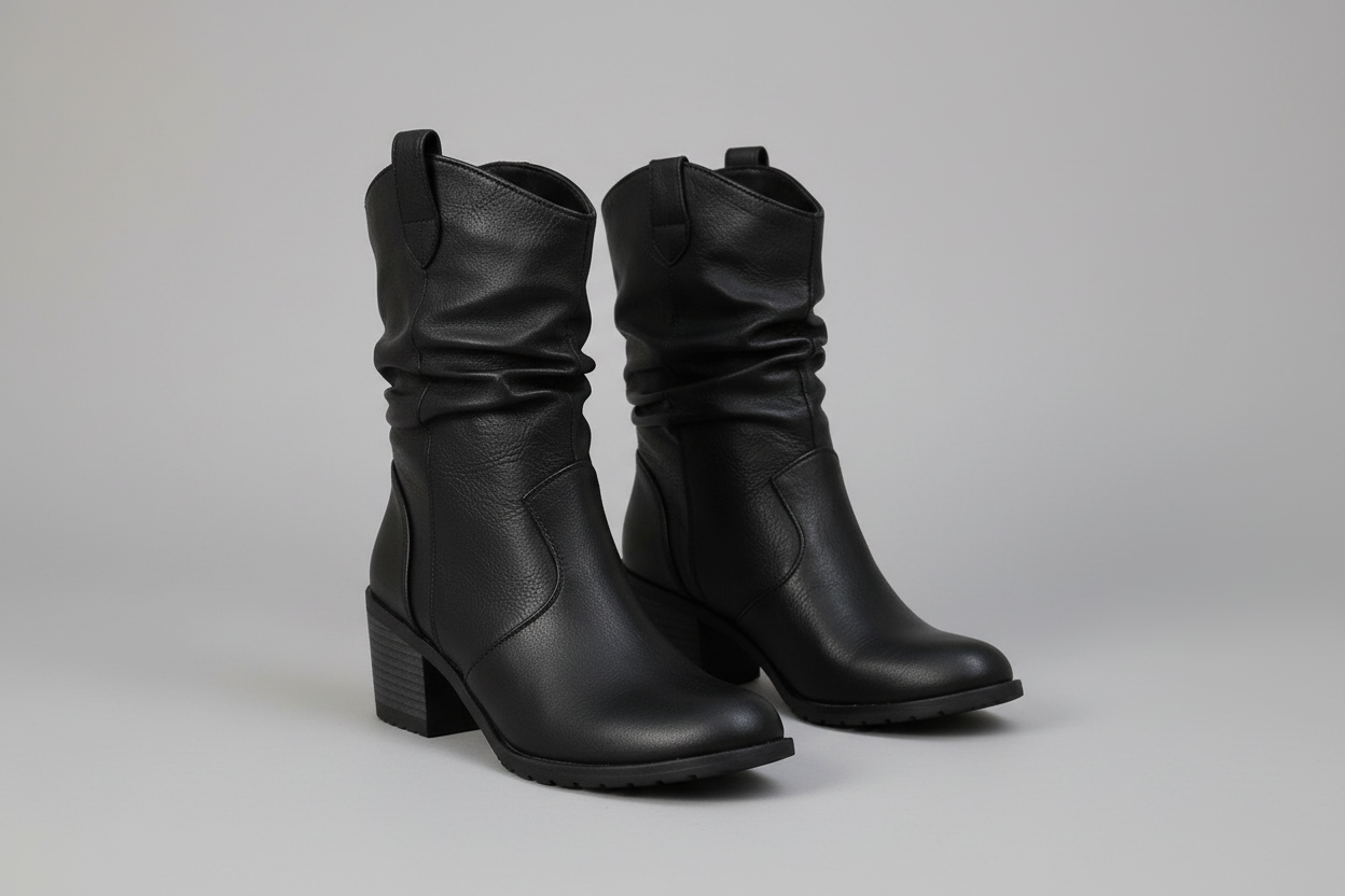 Zwarte enkellaarsjes - driekwart hoek