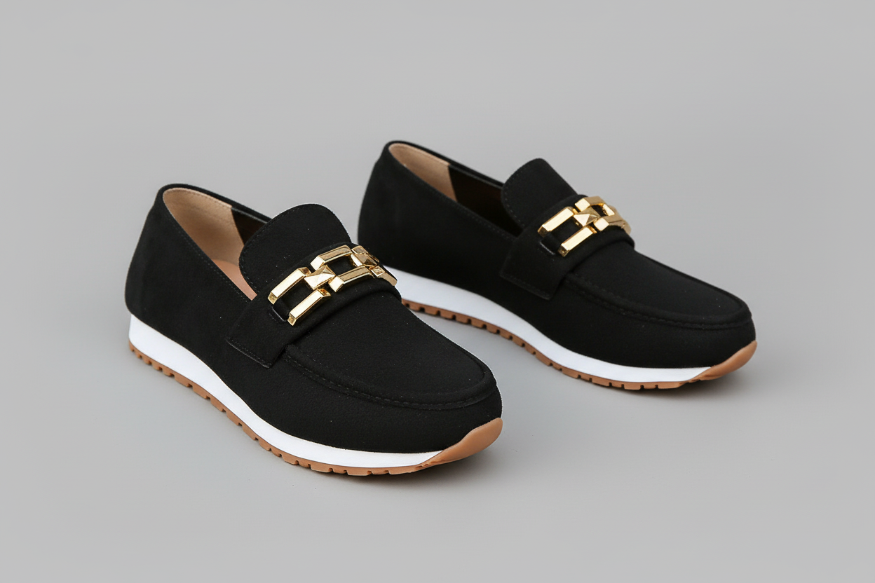 Zwarte loafers - driekwart hoek