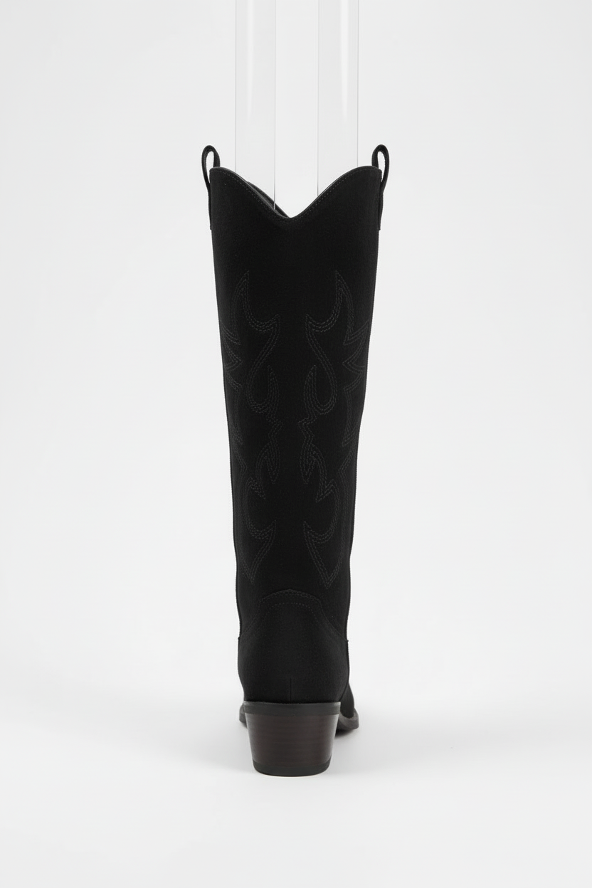 Zwarte suède cowboylaarzen achterkant