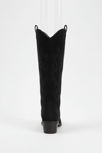 Zwarte suède cowboylaarzen achterkant